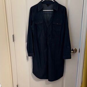 Dark Navy Long-Sleeve Shirt Dress - women’s